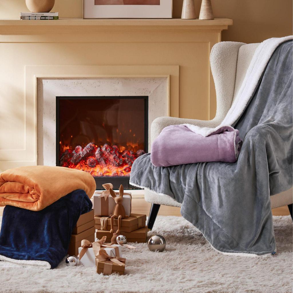 Double-Sided Plush Flannel Fleece Blanket - Ultra-Fine, All-Season Throw for Bed, Sofa, Travel, or Camping