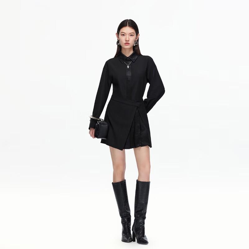 Veromoda 2025 Autumn Patchwork Acetate Blend Short Dress