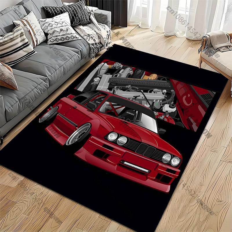 Red modified car engine carpet Yoga living room room decor children's crawling mat doormat area rug games mat