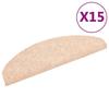 VidaXL Tapis d'escalier auto-adhésifs 15 pièces 65 x 21 x 4 cm Marron clair Demi-rond Grand 132696