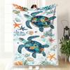 Nautical Sea Turtle Pattern Throw Blanket Soft Warm Comfort Blanket for Couch Bed Balcony Lounge Study Coastal Home Decor