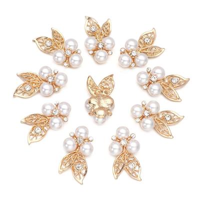 Craft Hat Accessories Flower-shaped Headwear Clip Pearl Hairpins Rhinestone Buttons Pearl Button