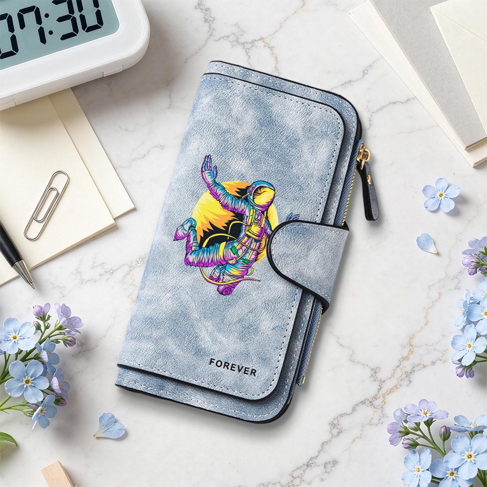 Stylish Astronaut Print Long Wallet Forever Fashion Portable Multi Card Hold Purse