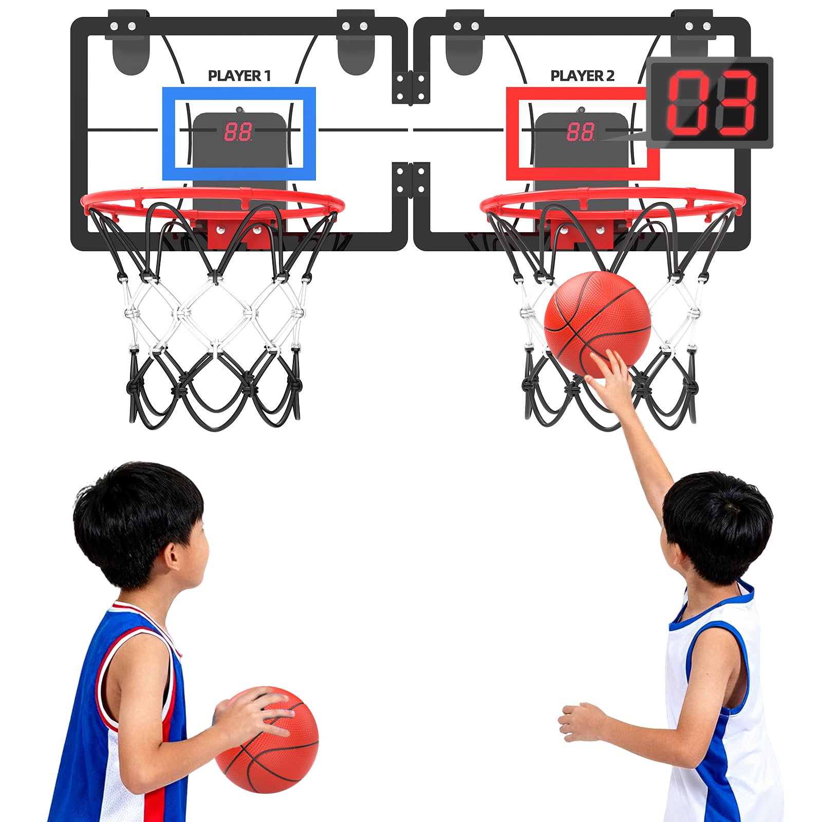 

Eaglestone Basketball Hoop Toy, Indoor Basketball Hoop with Two Goals for Simultaneous Play, Educational Toy with Automatic Scoring, Sound Effects,