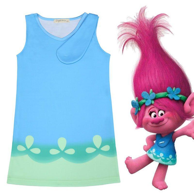 Entzückendes Trolls Poppy Cosplay-Kostüm für Kinder Perfekt für Geburtstagsfeiern