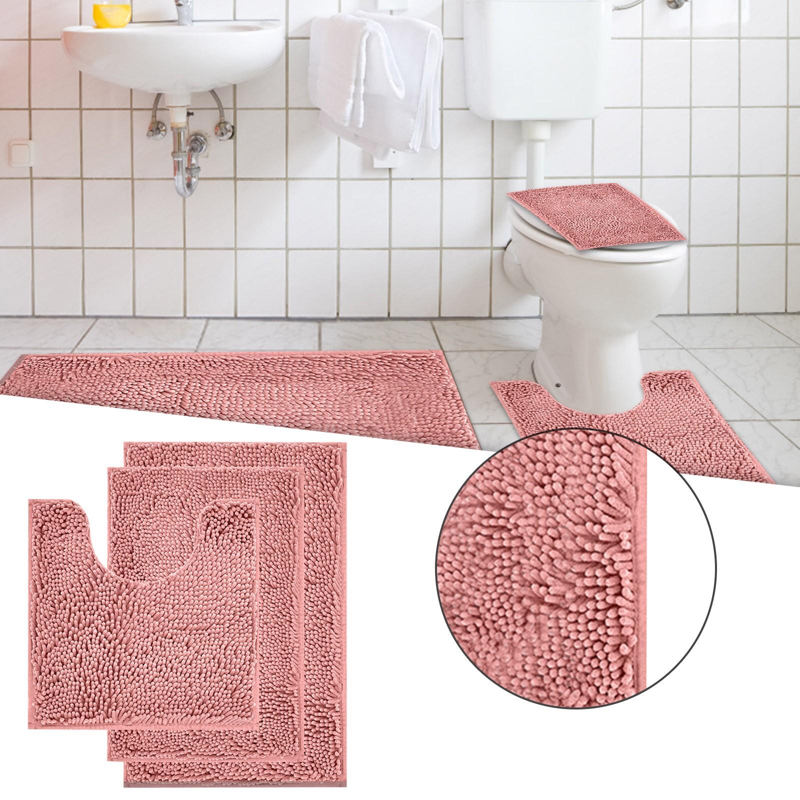 

Синель лохматый ковер для ванной комнаты, утолщенные плюшевые коврики для ванной комнаты, три комплекта ковриков для ног для входной двери