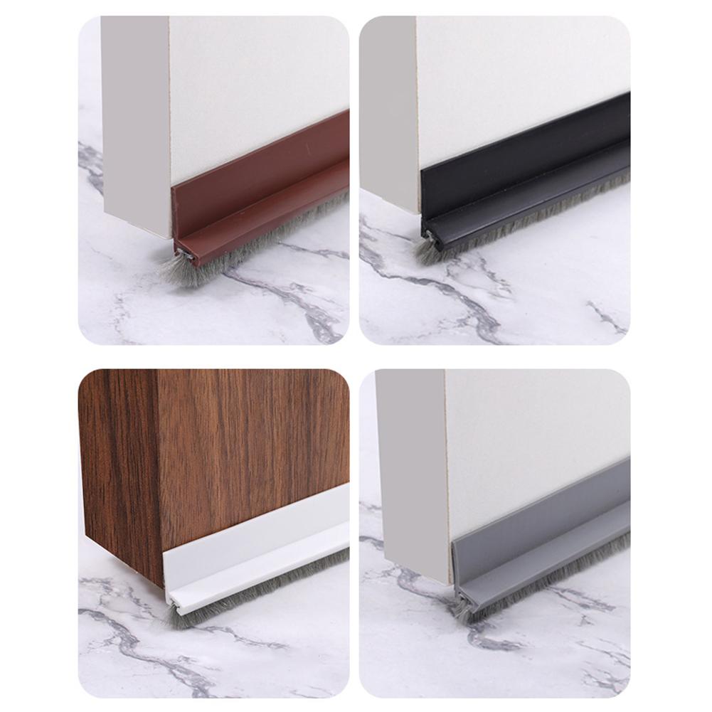 2PCS Door Bottom Sealing Strip With Brush Soundproof Sealing Strip Hardware Windproof Anti-Cold Door Gap Weather Stripping 100CM