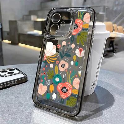 Flower Phone Case For iPhone 11 Case iPhone 13 12 15 14 Pro Max 7 8 14 15 Plus XR XS X SE Silicone Shockproof Bumper Clear Cover