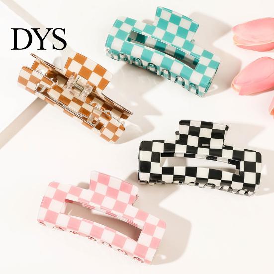 Plaid Hair Claw 1/4Pcs Women Claws Strong Fixation Pattern Durable Synthetic Hairpin Design Clips Versatile Lattice Accessories Patterned Accessory
