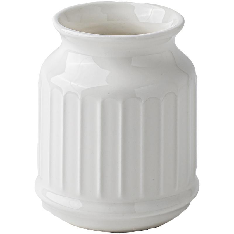 

White Relief Ceramic Storage Jar - Elegant Kitchen Utensil Holder & Table Vase - Decorative Cutlery Crock for Dining Table білий