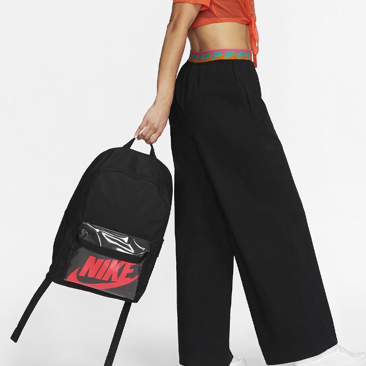 Nike Heritage Polyester Backpack Regular Unisex Black Red Lightweight Casual BA6175-010