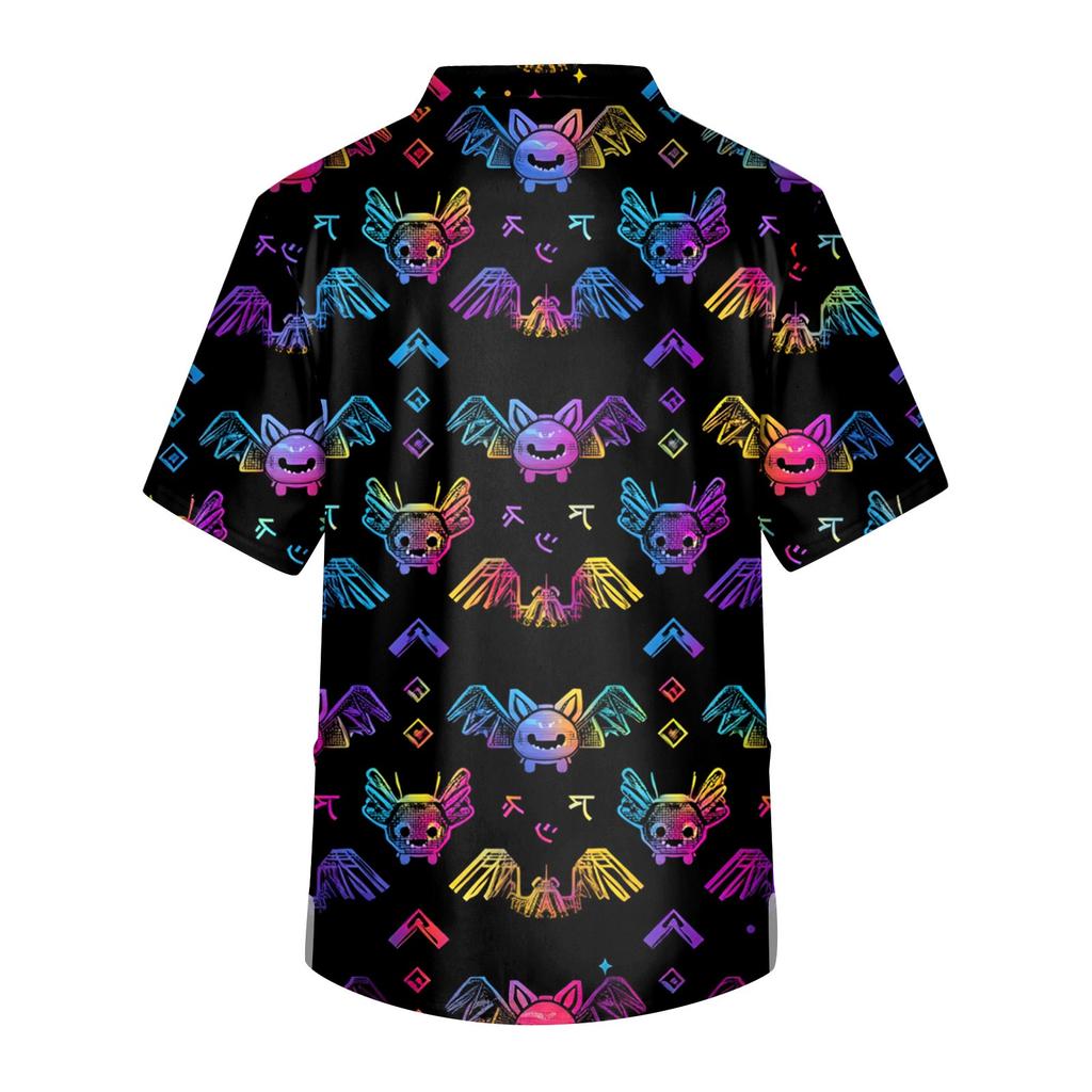 Men's Short Sleeve V-Neck Halloween Print Chest Pocket Care Top