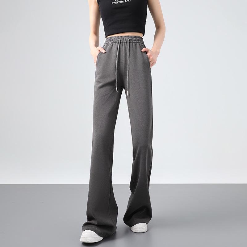 American-Style High Waist Flared Sweatpants for Women - Autumn/Winter Casual Slim Fit Long Pants
