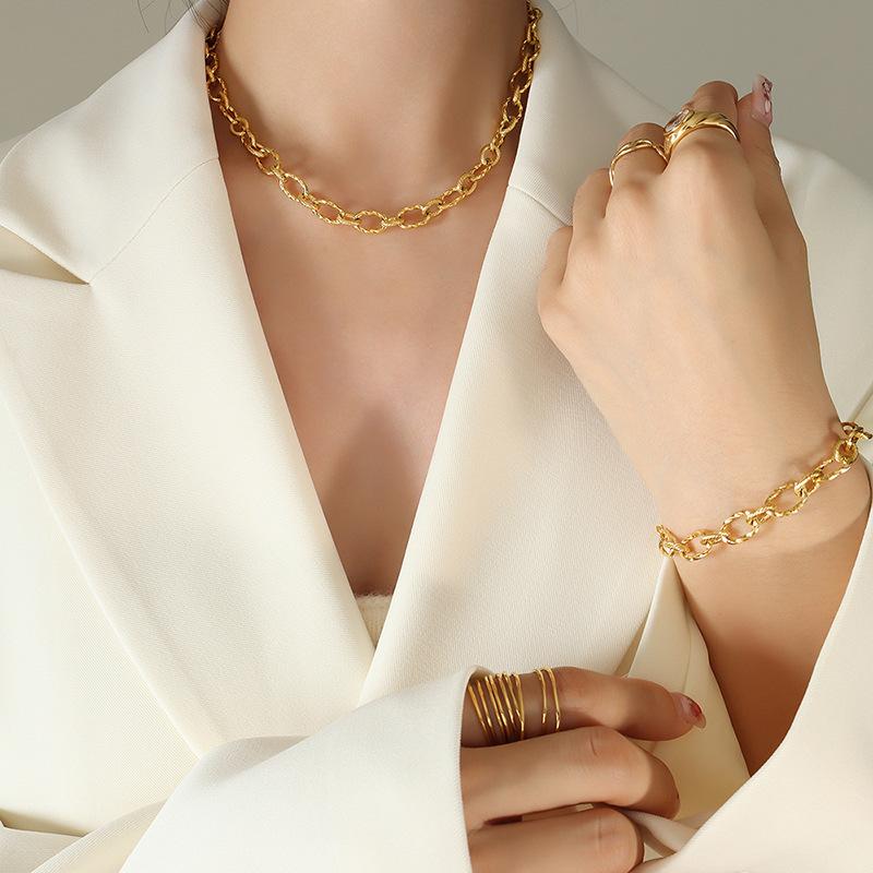 

Хип-хоп преувеличенное толстое рождественское ожерелье-цепочка для пары, модный комплект ювелирных изделий из титановой стали P867-E186