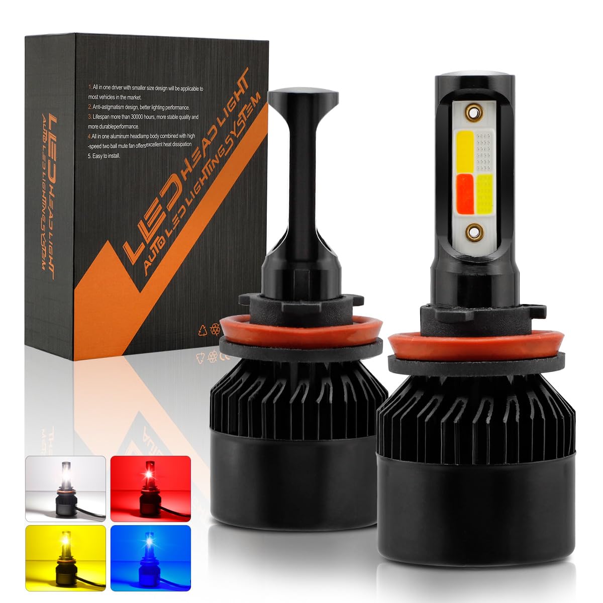 Futwod LED Fog Lamp H8 H11 H16 Fog Bulb Yellow