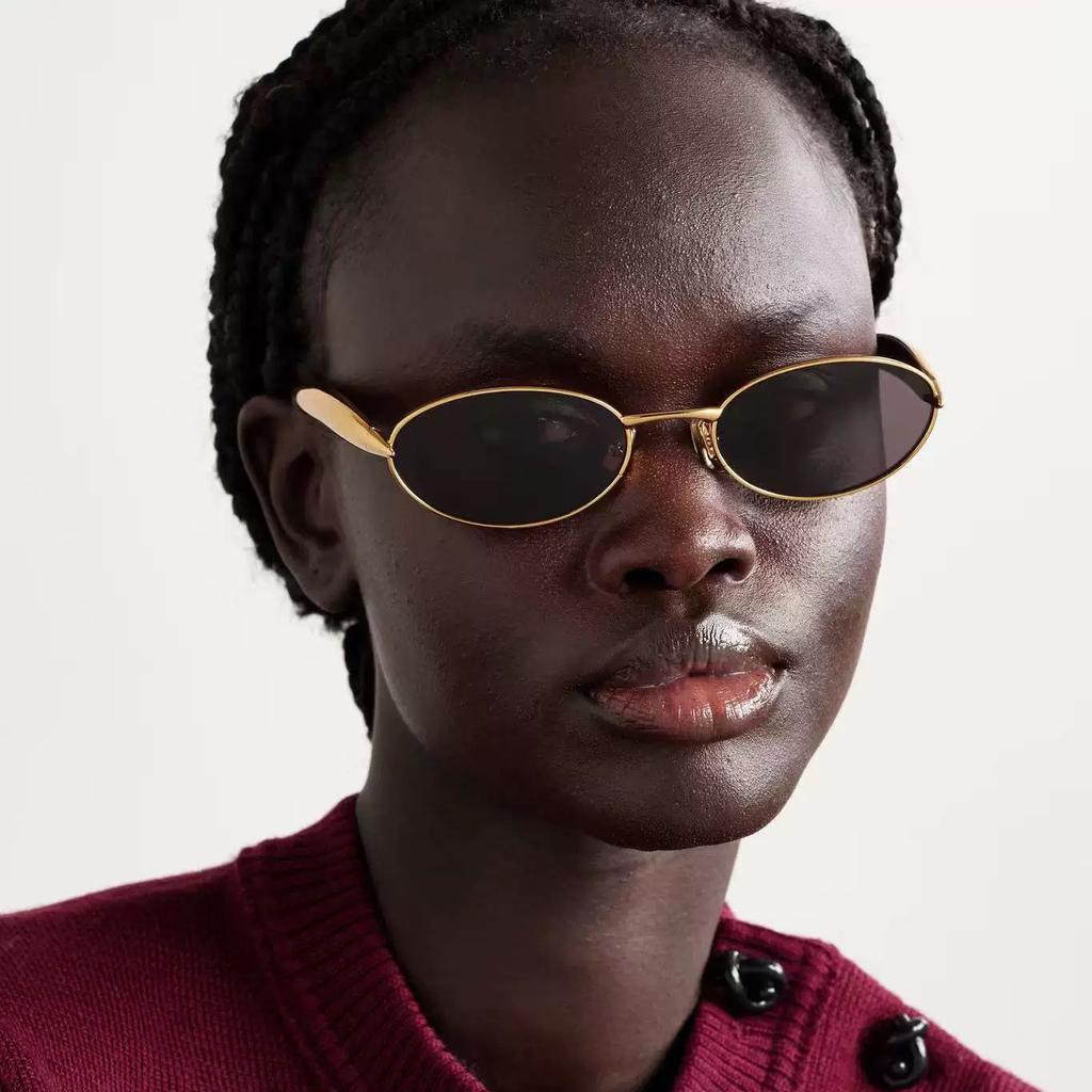 Y2K Oval Small Frame Sunglasses Women For Men Vintage Sun Glasses Luxury Brand Designer Punk Popular Metal Eyeglasses UV400