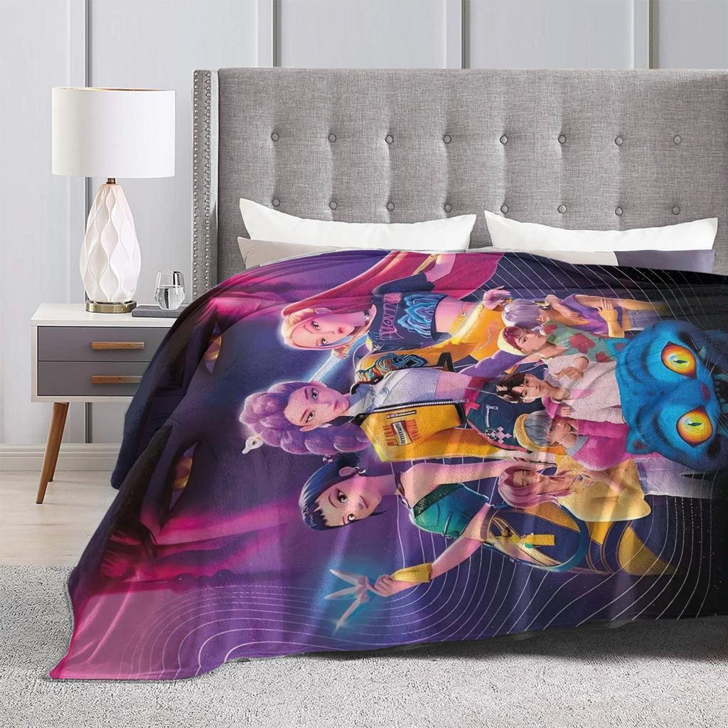 Demon KPop Blanket Soft Funny Plush Throw Blanket For Kids Bedroom Flannel Bedspread Bed Cover