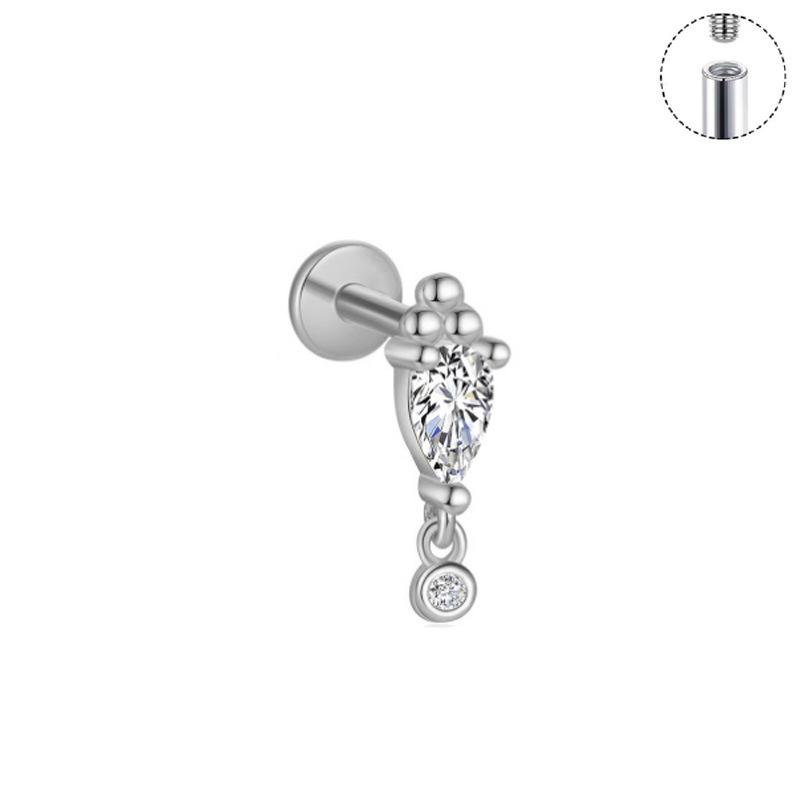 Titanium Five Marquise Climber Earring Flat Back Leaf Helix Cartilage Labret Stud Piercing Jewelry