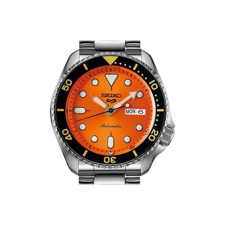 Seiko 5 Series Orange Diver Mechanical Movement Stainless Steel Strap Watch Men watches SRPD59K1