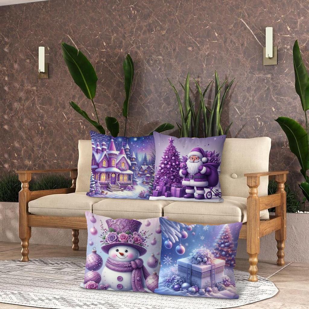 Świąteczna poszewka na poduszkę z poliestru z nadrukiem - Świąteczna dekoracja poduszki do salonu i sypialni