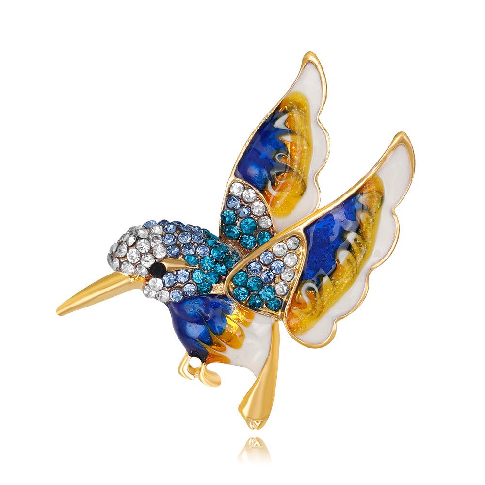 Lovely Flying Hummingbird Brooch Lady Multicolor Sparkling Crystals Animal Breastpin Pin Christmas Gift