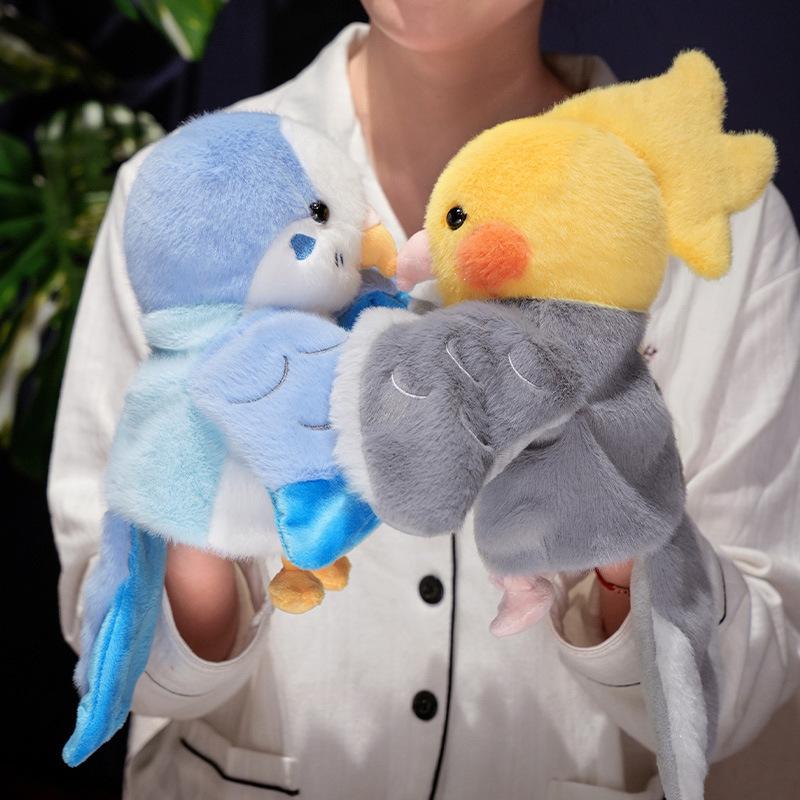 Cute Parrot Hand Puppet Plush Toy Ventricular Doll Bird Performance Props Kindergarten Storytelling Gift