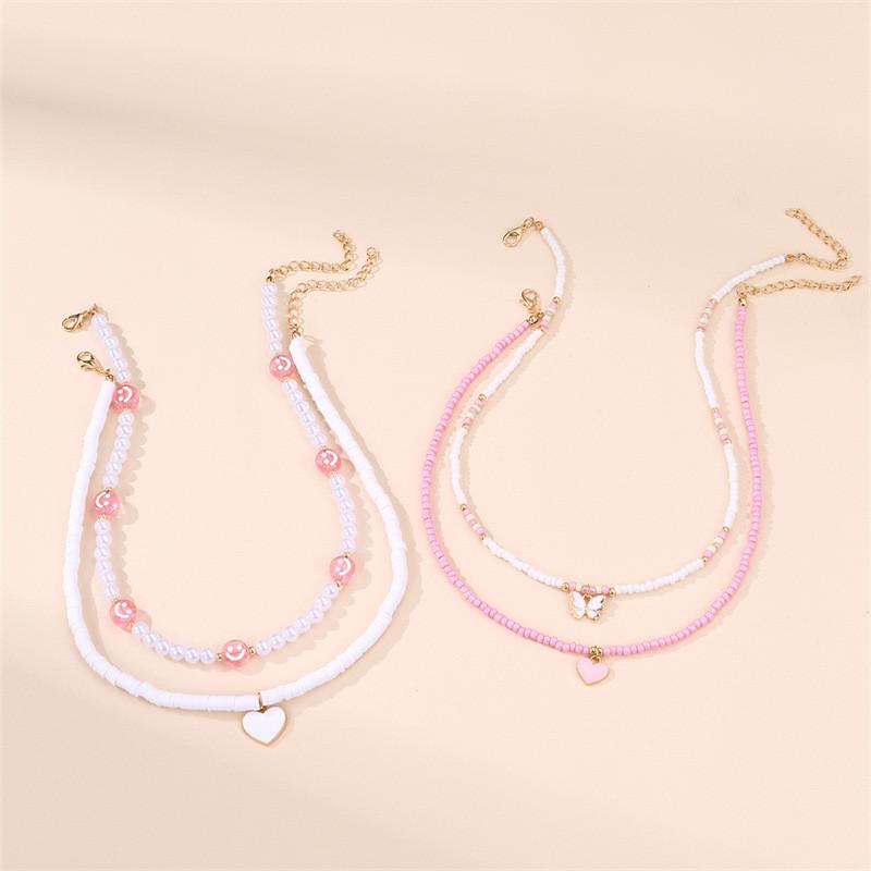 Colorful Glass Bead Jewelry With Alloy Butterfly Charm For Daily Wear Women