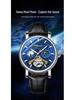 Dawn Star River Moon Phase Skeleton Tourbillon Men's Automatic Luminous Leather Strap Watch