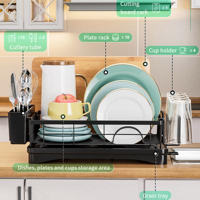 Dish Drying Rack Durable Construction Space-Saving Simple Installation Kitchen Countertop Dish