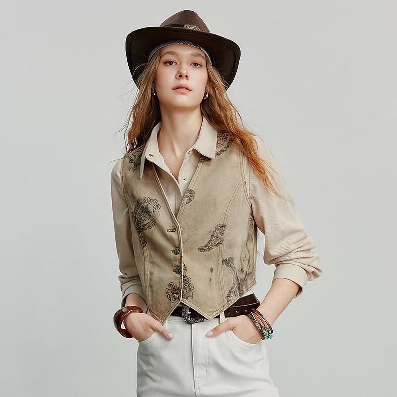 Chuyu Women's Retro Old Money Style Short Denim Vest