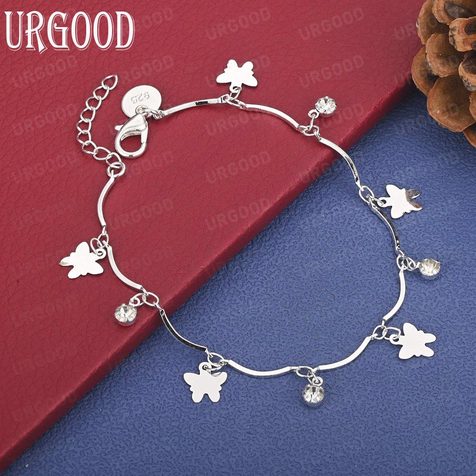 925 Sterling Silver Butterfly AAA Zircon Bracelet Fashion Jewelry