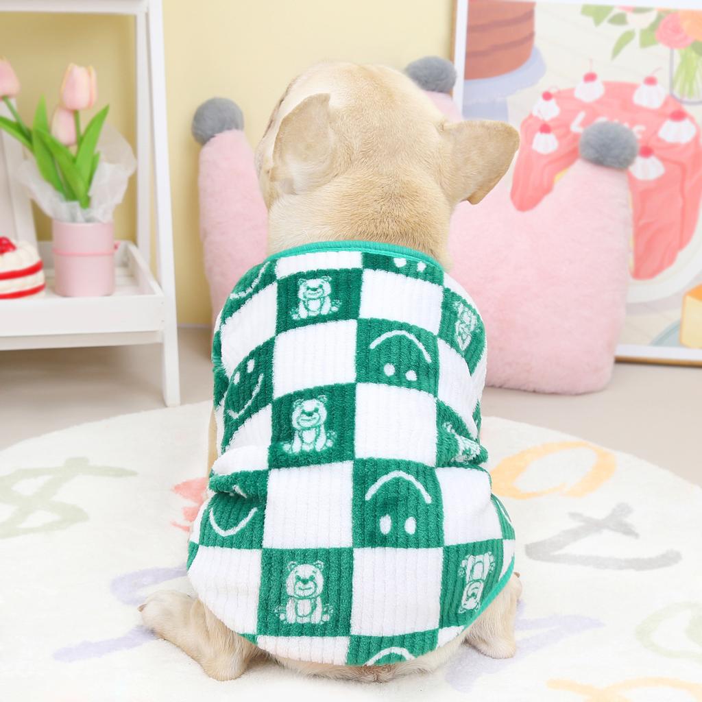 French Dou Clothes Autumn and Winter Clothes Plus Velvet Cotton Pug Fat Pet Dog Clothing 22 Bulldog Checkerboard Velvet Vest