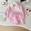Sommer Mädchen Sonnenschutz Set Gestreiftes Langarmshirt+Weste+Shorts Anzug für 2-10 Jahre Kinder Mode Sonne UV-Schutz 3-teiliges Outfit