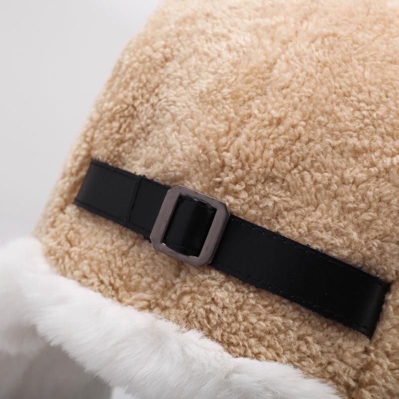 Winter lamb wool women's thickened windproof and cold hat men's outdoor ski hat autumn and winter ear protection cotton hat