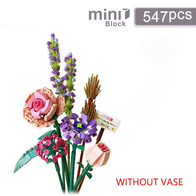 

Romantic Rose Flowers Bouquet Building Blocks Sunflower Model Bricks Creative Desktop Decoration Kids DIY Toys Girls Gifts