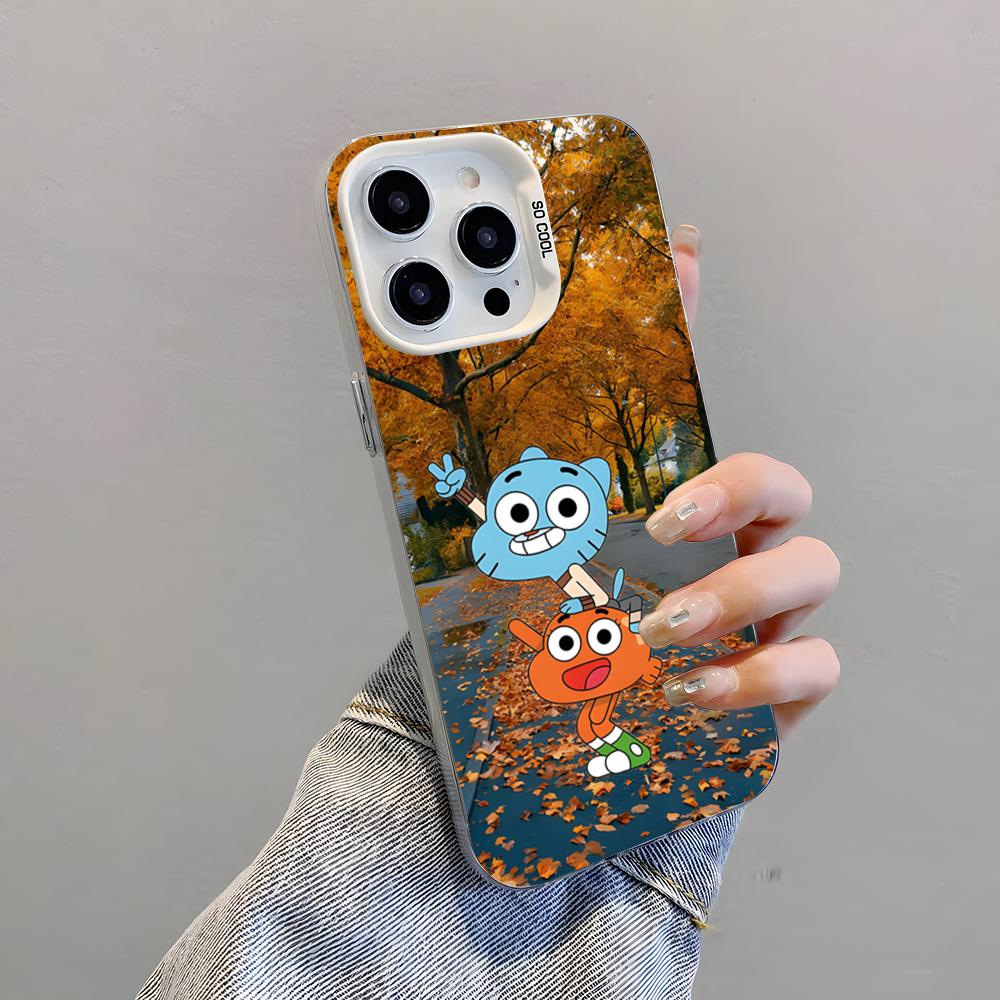 

The Amazing World Gumball Anime Phone Case For IPhone 17 Pro Max 15 Pro 16 14 Plus 12 13 Mini 11 Pro Shockproof Colorful Cover iPhone 16 Plus