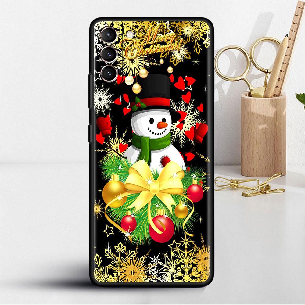 Cartoon Snowman Christmas Soft Case For Samsung Galaxy S22 S20 FE S21 S10 S9 Plus S8 Note 20 Ultra 10 Lite Phone Cover Shell