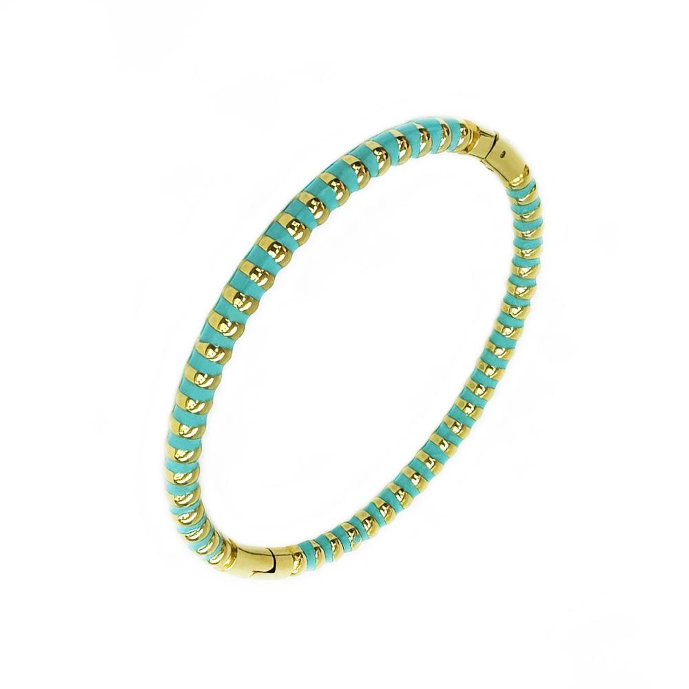 Gold Bamboo Pattern Women's Bracelet with Colored Epoxy Resin