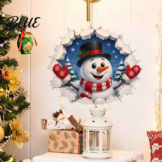 Holiday Interior Ornaments 3D Christmas Wall Stickers Self‑Adhesive PVC Decals Reindeer Santa Claus Decor Gingerbread Snowman Xmas for Bedroom