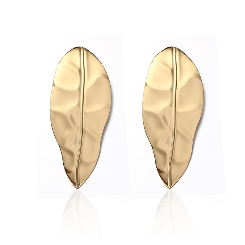 Accessories Exaggerated Alloy Leaf Earrings Niche Folds Irregular Earrings Stud Earrings Women