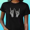 T-Shirt Frauen Skeletthände Rock'n Roll Motiv Baumwolle Größe S bis 3XLWird in neuem Fenster oder Tab geöffnet