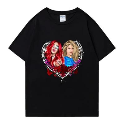 Rebaja Karol G Y Shakira Gráficos de Amor Camiseta Unisex Moda Casual camisetas de manga corta Hombres Mujeres Verano 100% Algodón Tops