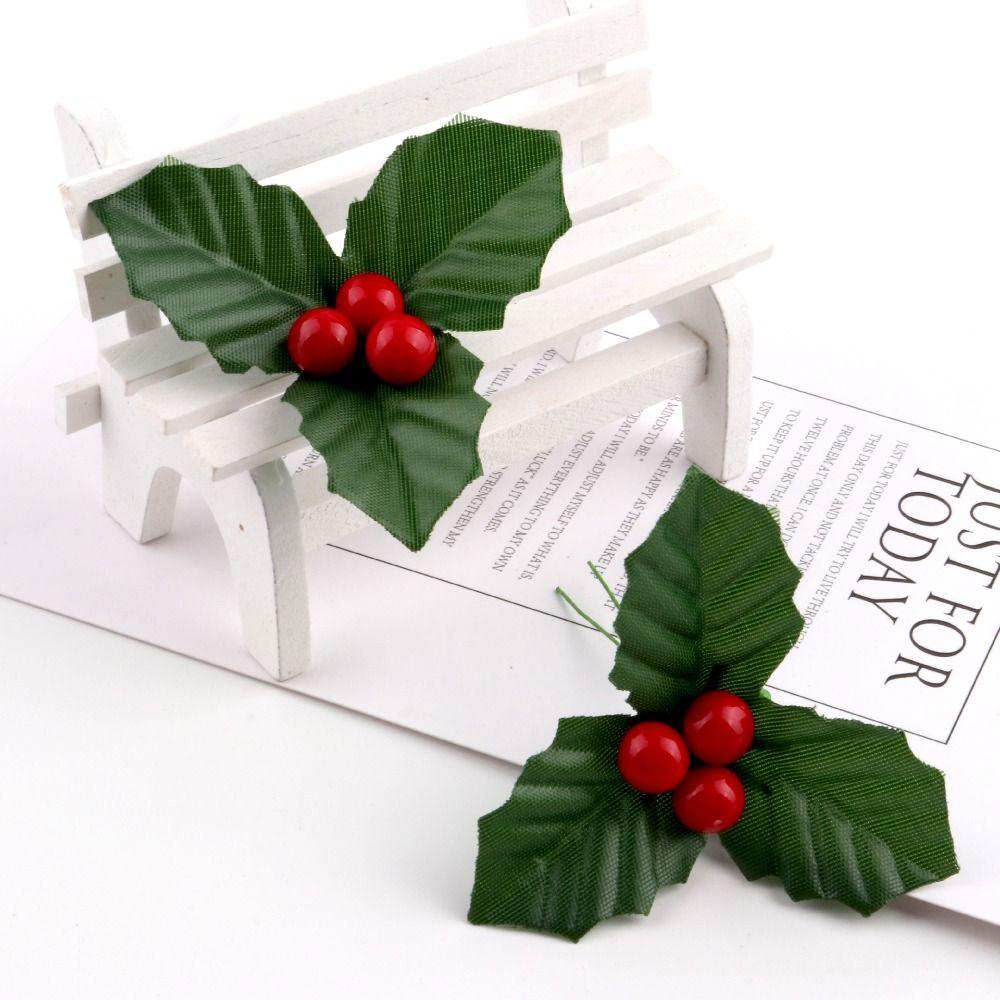 

12Pcs/set Handmade Christmas Holly Wreaths Cute Bonsai Plant Accessories Birthday Flowers