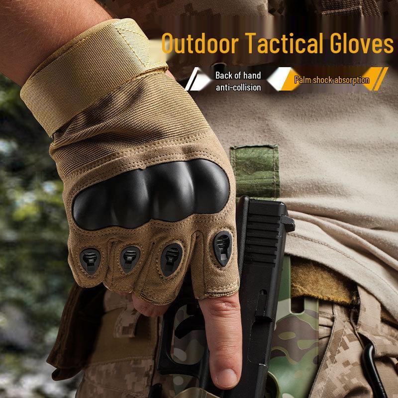 Half-Finger Tactical Gloves: Hard Shell Protection, Wear-Resistant, Non-Slip Combat Gloves for Outdoor and Shooting Sports.