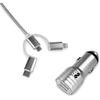 USB Car Charger 2 X USB (2.4A) + 3IN1 Cable Silver SUBBLIM