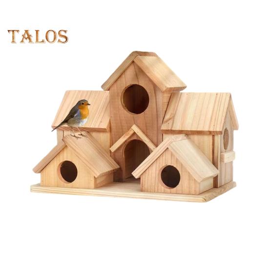 

Домики для птиц для улицы, деревянное гнездо колибри, кормушка для птиц, большой скворечник для улицы с 6 комнатами для декора садового дворика цвет старого дерева