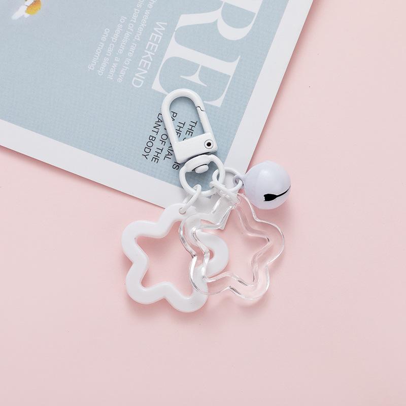 2pcs Korean Version of Ins Small Fresh Color Small Star Bell Keychain Candy Color Keyring Pendant Women Bag Keychain Accessories