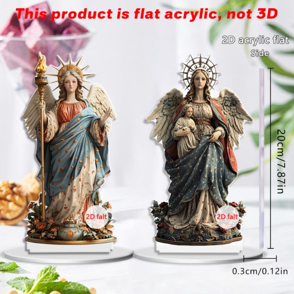 Exquisite 2D Flat Winged Child Ornament with Star & Floral Patterns, Artistic Decor for Tea Room, Countertop and Living Room Side Table