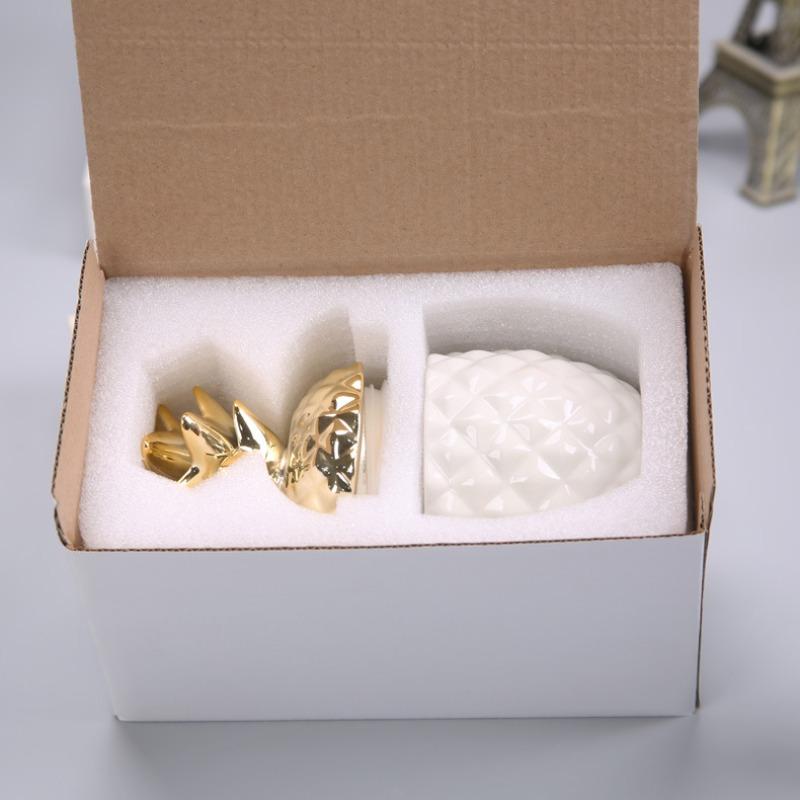 European-style Ceramic Golden Pineapple Jar - Jewelry Box & Storage Container