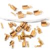 Wholesale 100pcs/lot Stainless Steel Crimp End Beads Caps Leather Cord Clip Tip Fold Crimp Bead Bracelet Connectors For Jewelry